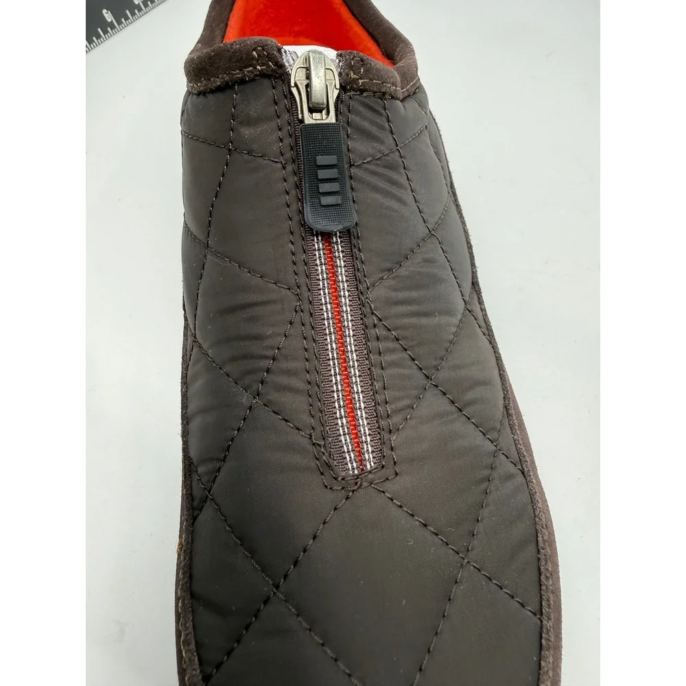 Lands End Weatherfield Shoes Womens 8.5 Rich Brown Quilted Primaloft Zip 86524